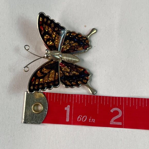 Vintage Butterfly Brooch Pins Set Enamel & Metal Made In Taiwan 2 Inches - Picture 7 of 7